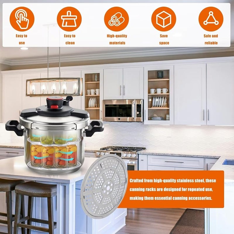 2 قطعة رف تعليب من الفولاذ المقاوم للصدأ لطباخات الضغط بريستو أول أمريكان تي-فال - Image 5